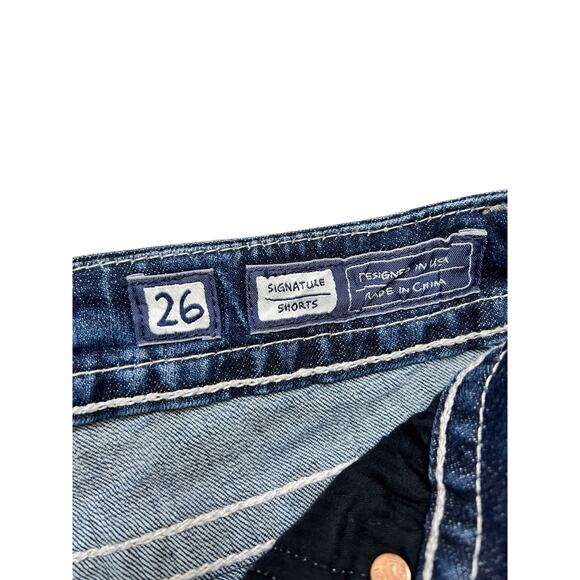 Miss Me American Flag Shorts Stars Stripes Sequin Crystals Cut Offs Sz 26 Bling - Picture 5 of 15